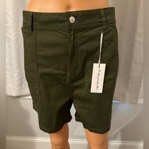Tahari Olive Utility Bermuda Shorts